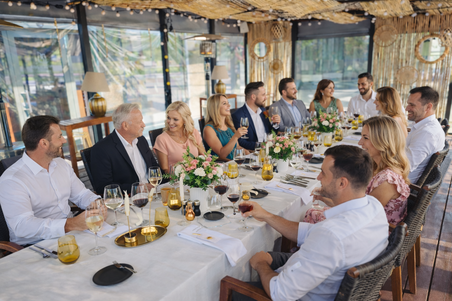 nedidenlė vestuvių vakarienė River town terasoje